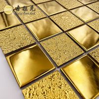 Square Glitter Metallic Gold Featured Mosaic Wall Tile with Dots Ceramic Bathroom Tiles Mozaik Gold