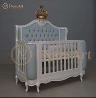 Luxury European Style Crib Furniture Baby Bedroom Upholstered Solid Wood Baby Furniture