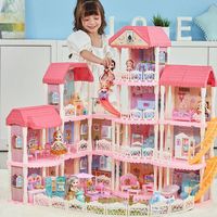 Mini Doll House Little Girl Funny House Kids Pretend Play Plastic Doll House With Toy Furniture