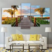 Wholesale 5 Panel Mountain Landscape Canvas Wall Art Framed Art Cuadros Decorativos