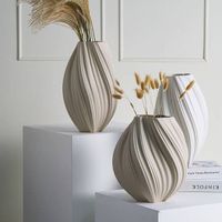 Villa Hotel Wedding Crafts Table Decorations Nordic Vases Striped Embossed Ceramic Vases Home Decor