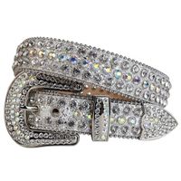Colorful glitter studded crystal belt men's and women's brand luxury shiny denim cowgirl rhinestone belt adjustable length