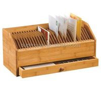 2015 New Bamboo Letter Holder Bamboo Desk Organizer Storage With Drawers