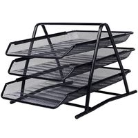 Sliding Wire Mesh 3-Tier File Desk Letter Office Tray Organizer Mail Stackable Document Paper Desk Organizer