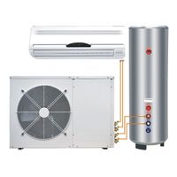 Water heater with heat pump and air conditioner