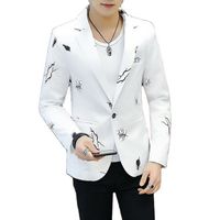 Men's Business Casual Suit Sublimation Print Blazer Single Breasted Office Formal Men's Jacket