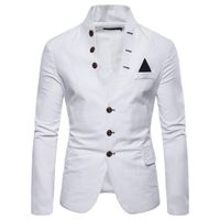 New Autumn Fashion Multi-Button Decoration Solid Color Men's Suit Casual Stand Collar Blazer Men's Suit