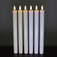 10 Inch 6 Pieces Thin Flameless Flickering 3D Wick Window LED Taper Candle Wedding Candle Holder with Remote and Timer, Battery Operated