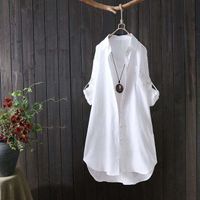 Custom Logo Long White Shirt Party Blouse Top Cotton Polyester Chiffon Shirt Shirt