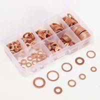200 pc Copper Washer Gasket Nut and Bolt Set Ring Seal Assortment Kit with Oil Sump Plug Box