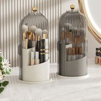 Luxury Rotatable Cosmetic Storage Box Transparent Bracket Lipstick Makeup Brush Dressing Table Desktop Storage Box