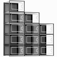 12 Pack Shoe Rack Box Plastic Storage Transparent Custom Plastic Stackable Transparent Shoe Organizer Storage