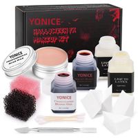 Halloween liquid latex special effects makeup set with 2 pcs stippling sponges and 4 pcs makeup sponges