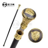 Gold Alloy Elegant 93cm Fashion Men's Decorative Cane Men's Luxury Walking Cane Roaring Bear Head Walking Stick with Hidden Sword