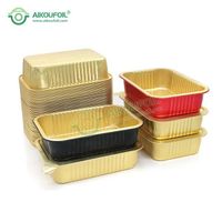 New Design Meat and Seafood Microwaveable Disposable Container Golden Aluminum Foil Pan with Lid Other Metal Packaging