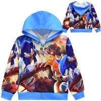 Factory bulk wholesale boy jacket spot hot sale Sonic the hedgehog Sonic kid zipper hooded jacket spring and autumn outdoor jacket