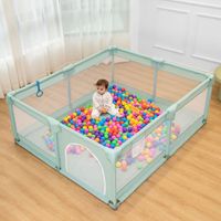 Baby Playpen with Gate Foldable Safety Fence Large Square Portable Mesh Kids Playpen Bed Toddler Playpen Indoor Playpen Yard