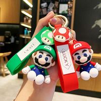 Factory Wholesale 3D Kawaii Japanese Anime Game Character Cute Charm Mario PVC Cartoon Keychain Children Girls Pendant Keychain
