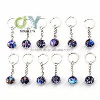 Wholesale fantasy keychain 12 zodiac gemstone keychain glass ball pendant keychain