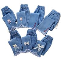 Girls Jeans Skinny Jeans Kids Pants Cartoon Embroidery Custom Kids Jeans Girls