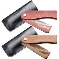 Professional OEM Pocket Sandalwood Comb Men's Wooden Foldable Beard Comb