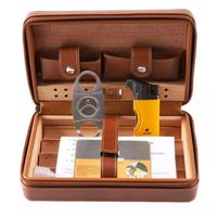 Luxury Wooden Leather Travel Cigar Case 2022 Gift Cigar Tool Set
