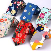 Men's Floral Neckties Printed Cotton Neckties Men's 6cm Thin Ties Wedding Party Narrow Ties