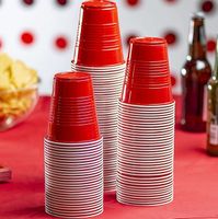 Two Color Disposable Party Cups [50 Pack - 12 oz] Red Drinking Cups