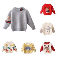 Winter Children's Girls Baby Boys Autumn and Winter Full-Sleeve Solid Color Knitted Coat Coat Toddler Children's Girls Pullover Sweater