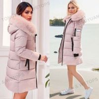 Women's large size down jacket women's warm hooded cotton coat women's slim-fit long down winter coat women's coat