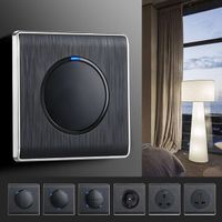 Luxury light button switch aluminum alloy panel 220v wall switch 1 bit 3 way power light switch wall with indicator light