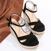 Ambition Women's Casual Non-Slip Platform Wedge Sandals Cross Buckle Elegant High Heels Fashion Sexy Shoes