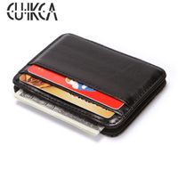 CUIKCA Korean Style Unisex Magic Wallet Money Clip Wallet Slim Stretch Wallet Men's Retro PU Leather Wallet ID Credit Card Holder