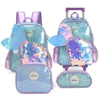Wonderful Wings Design Cartoon Kids Girls Kids School Trolley Bag