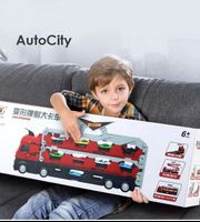 Children's large size truck toy foldable telescopic accompanying vehicle with 24 alloy vehicles 207cm long ejection storage vehicle