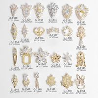 Top High Quality Mixed Nail Zircon Jewelry Butterfly Bow Knot Crown Love Flower Leaf Nail Zircon Charm For 3D Nail Decoration Art