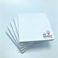 is a custom 3x3 die cut shape note paper with printed company logo