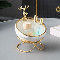 Modern Luxury Design Storage Box with Gold Shelf Ceramic Decorative Box