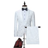 Men's Slim Groom Wedding Suit Ropa de Novio Men's Tuxedo White Coat Trouser Suit Groom Costume