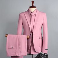 Wholesale High Quality Prom Jacket Shirt Pants Set Wedding Groom Suit Men Fashion Contrast Color Three-Piece Set