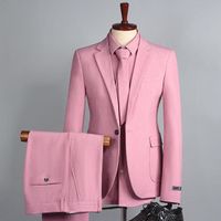 Wholesale High Quality Prom Jacket Shirt Pants Set Wedding Groom Suit Men Fashion Contrast Color Three-Piece Set