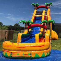 18ft Tropical Party Inflatable Water Slide Commercial Grade Inflatable Water Slide For Kids Adults