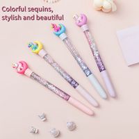 Creative Cute Moon Unicorn Liquid Quicksand Plastic Promotional Gift Cute Sequin Gel Pen Kawaii Glitter Gel Pen