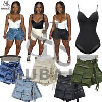 2023 Summer New Fashion Irregular Women's Denim Shorts Casual Street Ladies Cargo Pocket Shorts