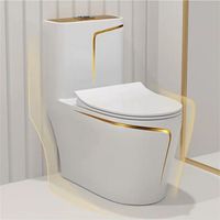 Sanitarios Inodoros Toilet Gold Thread Design Bathroom Porcelain One Piece Gold White Toilet