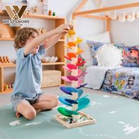 Educational Daycare Montessori Kids Wooden Toys Home Game Tree Rainbow Petals Ball Track Rock Toys Marble Tree Classroom Toys