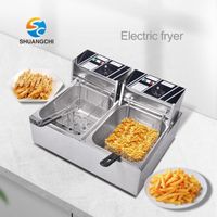 AliExpress Electric Fryer 6L+6L 5000W Industrial Fryer Potato Chip Fryer Commercial Fried Chicken Machine Stainless Steel