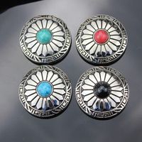 Round concho turquoise diamond flower turquoise with stones