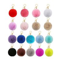 Pom Fur Ball Keychain Pompom Heart with Ball Bulk Faux Fluffy Furry Ball Real Poms Rainbow Puff Ball Keychain