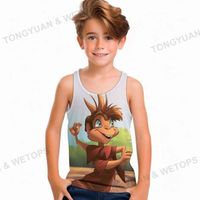 New Summer Custom Printed Children Vest Round Neck Cotton Cartoon Sleeveless Vest Boys